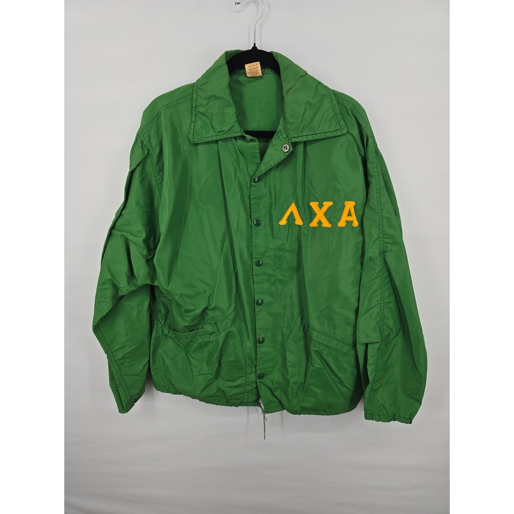 Vintage Russell Athletic Lambda Chi Alpha Coaches Jacket Green Mens Medium LXA